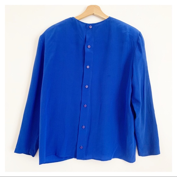 Vintage Blue Button down Top with pockets medium - Picture 1 of 7